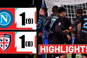 Napoli vs Cagliari 1-1 (pen 9-8): Lorenzo Lucca mở bàn, Sebastiano Esposito gỡ hòa, luân lưu nghẹt thở, Napoli vào tứ kết Coppa Italia