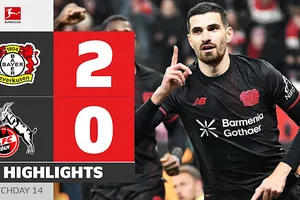 Leverkusen vs Cologne 2-0: Hiệp 2 khởi sắc, Andrich kiến tạo, Terrier mở bàn, Garcia kiến tạo, Andrich đánh đầu chốt hạ chiến thắng 
