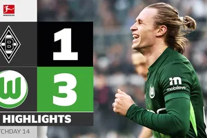 M'gladbach vs Wolfsburg 1-3: Patrick Wimmer xuất thần cú đúp, Mohamed Amoura ghi bàn, Konstantinos Koulierakis phản lưới nhà 