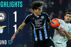 Udinese vs Lazio 1-1: Kịch tính 10 phút cuối, Matias Vecino mở bàn phút 80, Keinan Davis gỡ hòa phút 90+5, Lazio vuột chiến thắng đáng tiếc