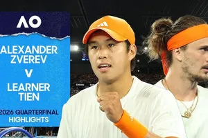 Alexander Zverev vs Learner Tien 6-3, 6(5)-7, 6-1, 7-6(3): Tay vợt trẻ Tien không thắng nổi, ngậm ngùi nhìn Zverev vào bán kết 