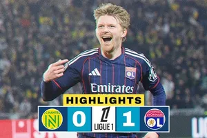 Nantes vs Lyon 0-1: Pavel Sulc ghi bàn duy nhất, Endrick Felipe bị thẻ đỏ, Lyon vào tốp 3 Ligue1, Nantes tiến sát tốp cuối bảng xếp hạng 