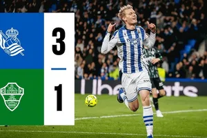 Real Sociedad vs Elche 3-1: Lần lượt Luka Sucic, Mikel Oyarzabal, Orri Oskarsson phá lưới đối thủ, Andre Silva ghi bàn danh dự