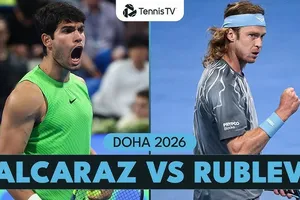 Carlos Alcaraz vs Andrey Rublev 7-6 (4), 6-4: Alcaraz biến Rublev thành cựu vương, gặp Arthur Fils ở chung kết Qatar Open 2026 