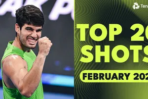 Carlos Alcaraz dẫn đầu 20 pha ăn điểm đẹp mắt làng banh nỉ trong tháng 2-2026 vừa qua