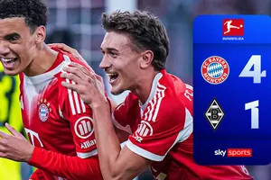 Bayern Munich vs M'gladbach 4-1: Diaz, Laimer, Musiala, Jackson lập công, Bayern hơn Dortmund 14 điểm, vững bước đăng quang Bundesliga