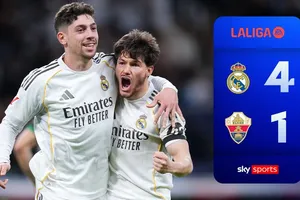 Real Madrid vs Elche 4-1: Rudiger, Valverde, Huijsen, Guler vùi dập đối thủ, Moran phản lưới nhà, Real còn thua Barca 1 điểm
