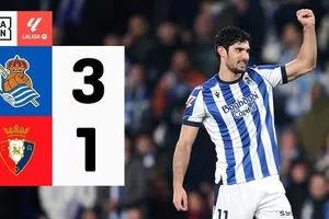 Sociedad vs Osasuna 3-1: Mikel Oyarzabal mở bàn nhờ penalty, Goncalo Guedes tỏa sáng cú đúp, Victor Munoz lập công