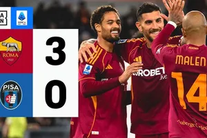 AS Roma vs Pisa 3-0: Donyell Malen xuất thần ghi cú hattrick như mơ, Roma vào tốp 6, Pisa chắc chắn rớt hạng Serie A
