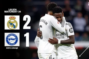 Real Madrid vs Alaves 2-1: Kylian Mbappe mở bàn may mắn, Vinicius Junior sút xa đẳng cấp hạ thủ môn Antonio Sivera, Real thua Barca 6 điểm 