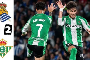 Real Sociedad vs Real Betis 2-2: Antony, Ezzalzouli sớm dẫn trước tỷ số, Orri Oskarsson, Mikel Oyarzabal ngược dòng chia điểm ngoan cường
