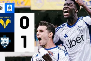 Verona vs Como 0-1: Anastasios Douvikas ghi bàn duy nhất, Verona áp chót bảng, Como tiến sát tốp 5 Serie A