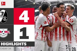 Freiburg vs Leipzig 4-1: Jan-Niklas Beste, Igor Matanovic, Matthias Ginter, Derry Scherhant đua tài, Leipzig hạng 3, Freiburg hạng 7 Bundesliga