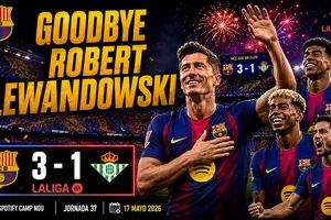Barcelona vs Real Betis 3-1: Raphinha ghi cú đúp, Cancelo lập công, Barca xứng đáng đăng quang vô địch, chia tay Lewandowski, Real về ngôi á quân La Liga