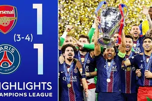 PSG vs Arsenal 1-1 (pen 4-3): Havertz sớm mở bàn, Dembele gỡ hòa, Eze và Gabriel đá ra ngoài, PSG vô địch Champions League lần thứ 2 liên tiếp