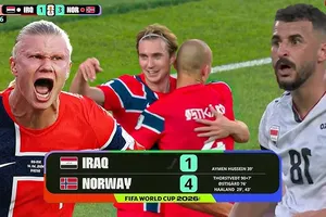 Na Uy vs Iraq 4-1: Haaland mở tài khoản bằng cú đúp, Ostigard góp công, Hussien phản lưới nhà, Na Uy tạm dẫn đầu bảng I sau ngày xuất quân