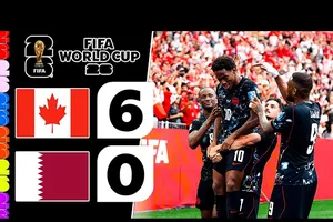 Canada vs Qatar 6-0: Cyle Larin khai bàn, Jonathan David xuât thần cú hattrick, Saliba lập công, Al Mannai phản lưới nhà, Canada tạm dẫn đầu bảng B