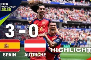 Tây Ban Nha vs Áo 3-0: Cucurella 2 lần kiến tạo, Oyarzabal ghi cú đúp, Porro lập công, HLV De La Fuente giành vé vòng 1/8 World Cup 