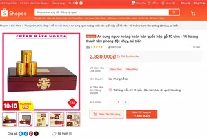 Sản phẩm “An cung ngưu hoàng hoàn Hàn Quốc hộp gỗ 10 viên - Vũ hoàng thanh tâm phòng đột quỵ, tai biến”. Ảnh: CỤC AN TOÀN THỰC PHẨM cung cấp