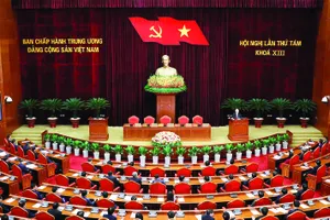 Quang cảnh phiên bế mạc Hội nghị lần thứ tám Ban Chấp hành Trung ương Đảng khóa XIII. Ảnh: VIẾT CHUNG