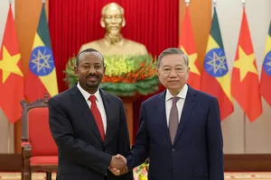 Tổng Bí thư Tô Lâm tiếp Thủ tướng Ethiopia Abiy Ahmed Ali, chiều 15-4. Ảnh QUANG PHÚC
