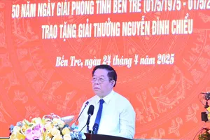 Đồng chí Nguyễn Trọng Nghĩa, Ủy viên Bộ Chính trị, Bí thư Trung ương Đảng, Trưởng Ban Tuyên giáo và Dân vận Trung ương phát biểu tại Lễ kỷ niệm