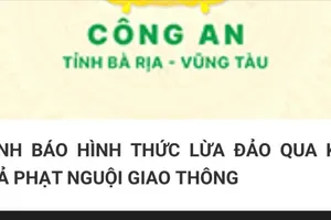 Bà Rịa - Vũng Tàu: Cảnh báo lừa đảo qua kết quả phạt nguội vi phạm giao thông