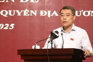 Đồng chí Lê Minh Hưng, Ủy viên Bộ Chính trị, Bí thư Trung ương Đảng, Trưởng Ban Tổ chức Trung ương, phát biểu tại hội nghị