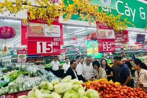 Thứ trưởng Bộ Công thương Nguyễn Hoàng Long khảo sát hàng tết tại MM Mega Market An Phú, chiều 13-2