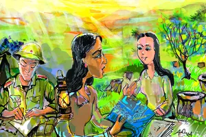 Chiếc khăn màu thiên thanh