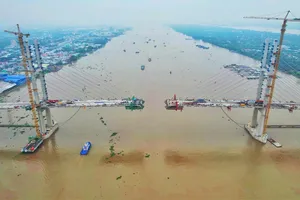 Tiến độ cầu Rạch Miễu 2 đạt trên 82,5% kế hoạch