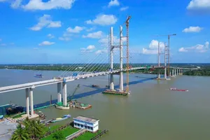 Tiến độ cầu Rạch Miễu 2 đạt trên 86% kế hoạch