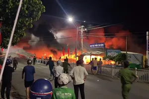 Cháy chợ thực phẩm Tam Nông (Đồng Tháp), 31 ki-ốt bị thiêu rụi