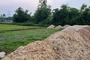 Một phần khác của 20 lô đất đã đổ đất thành đống. Ảnh: MINH PHONG