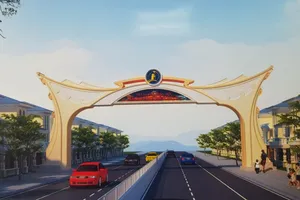 Phối cảnh cổng chào gần 14 tỷ đồng trích từ tiền ngân sách