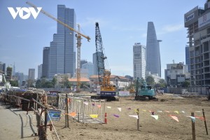 濱城-仙泉地鐵1號線濱城站的施工場地。(圖源：VOV)