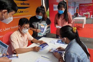 年輕人在本市就業盛會尋找工作。