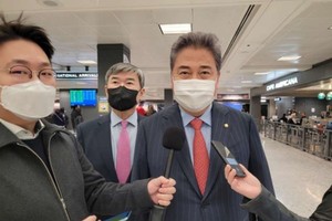 在美國華盛頓特區，韓國候任總統尹錫悅派遣的﹁韓美政策協商代表團﹂團長朴振接受採訪。