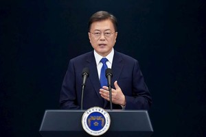 韓國總統文在寅9日發表卸任感言。（新華社資料圖片）