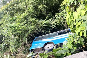 客車墜崖　兩人受傷