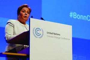 《聯合國氣候變化框架公約》執行秘書派特埃斯皮諾薩在會議開幕式上致辭。