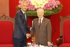 阮富仲總書記接見老撾萬象市委書記