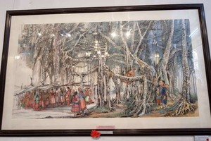 人民藝人張路作品 《古樹林中笑聲喧》。