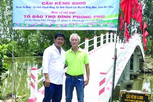 豐富會館理事會代表在“8000涌橋”上合照。