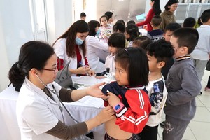 學校給學生做體檢。