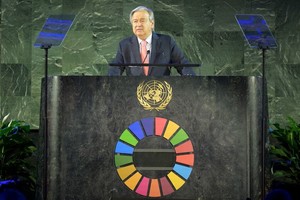 聯合國秘書長古特雷斯在2022年“聚焦可持續發展目標”活動上致辭。