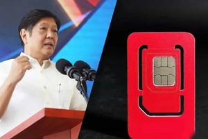 菲律賓總統斐迪南‧羅慕爾德茲‧馬科斯10日簽署法律文件，要求手機用戶購買SIM卡時必須登記個人資訊。（圖：菲華網）