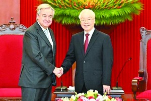 阮富仲總書記接見聯合國秘書長 安東尼奧‧古特雷斯。