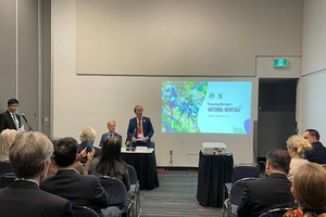 越南自然資源與環境部副部長武俊仁發表講話。圖自越通社