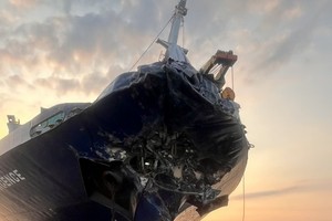 两集装箱船在隆槽河上相撞 